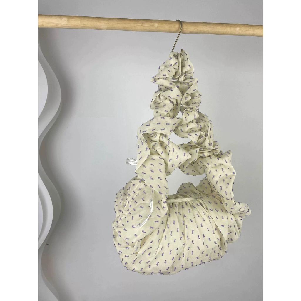 Girly floral pleated shoulder strap lace bow literary rose white handbag commuter bag messenger bag