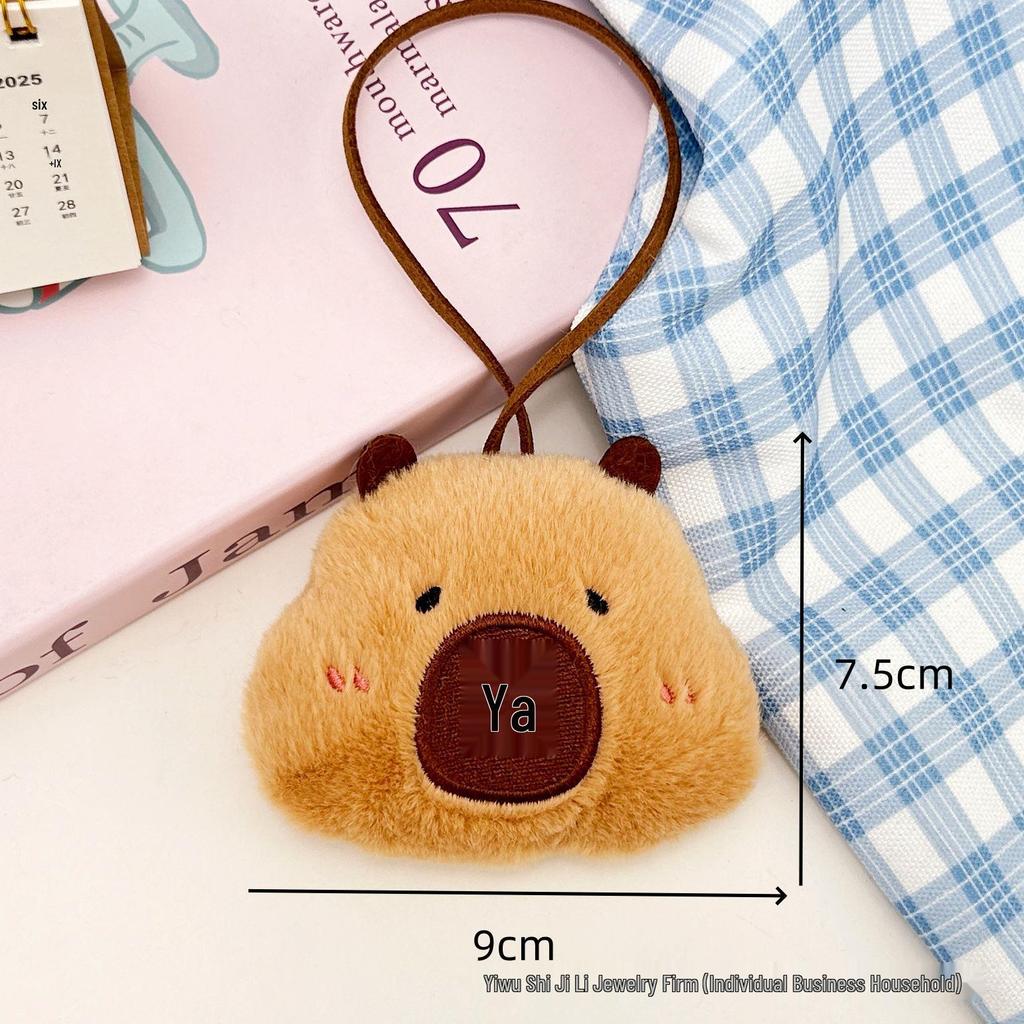 Cartoon Capybara Lanyard, Name Sticker, and Plush Backpack Pendant