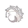 Peacock Brooch Pin Jewelry Elegant Bridal Breastpin for Backpack Scarf Shirt White