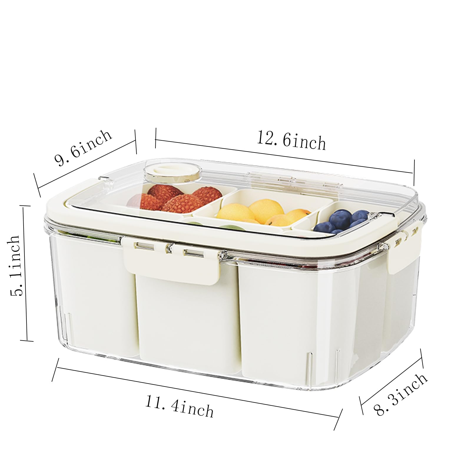 

Разделенный поднос с крышкой и ручкой, 6 отсеков, контейнер для закусок, герметичные контейнеры для ягод для холодильника