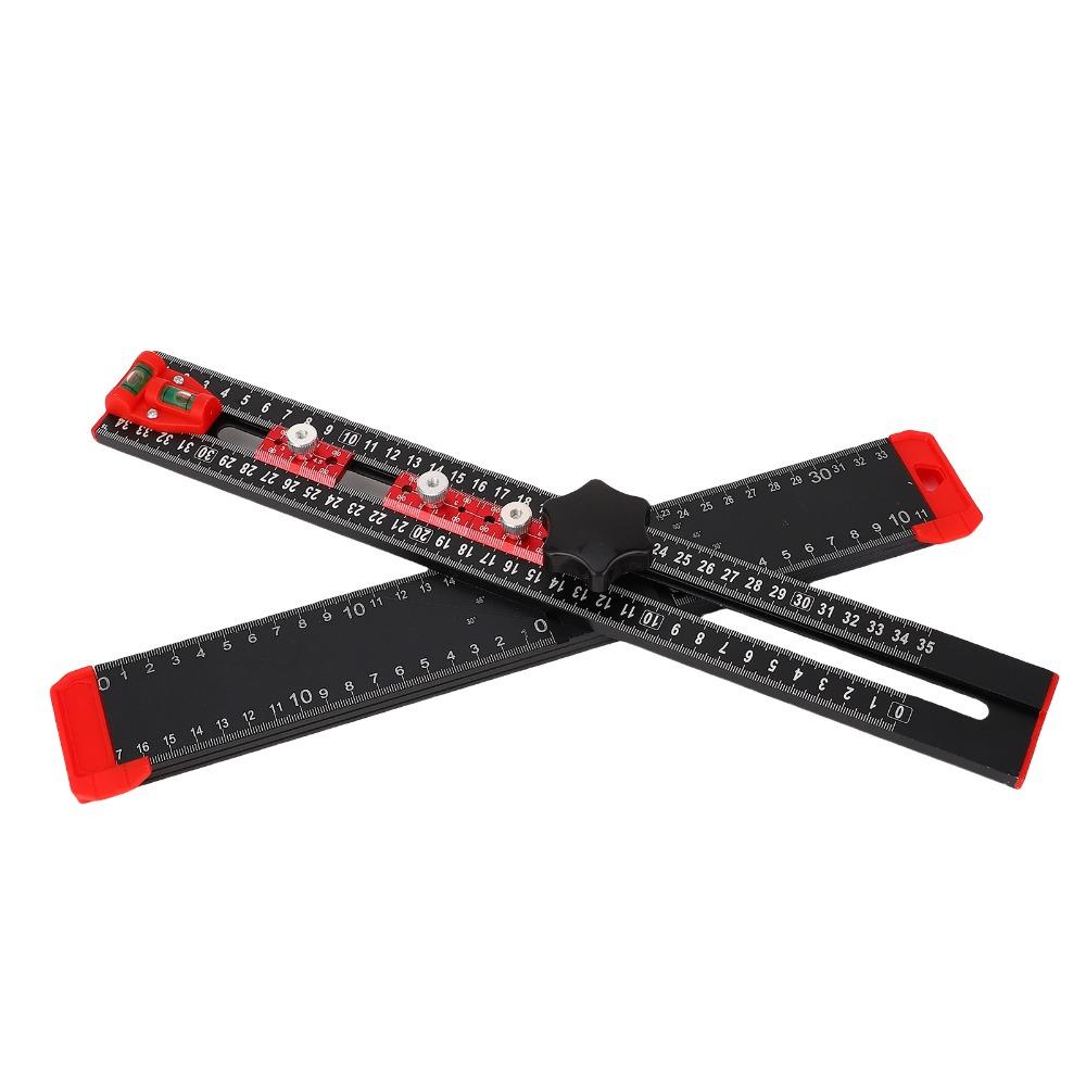4 in 1 Drilling Position Ruler Metric T Square Multi Angle Measuring Tool Drawer Door Installation
