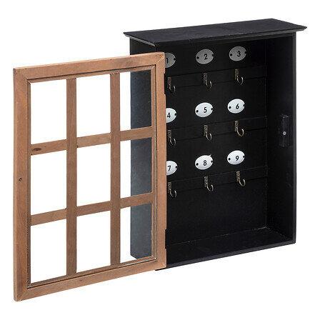 Key Cabinet Milana Black 9 Hooks Wooden