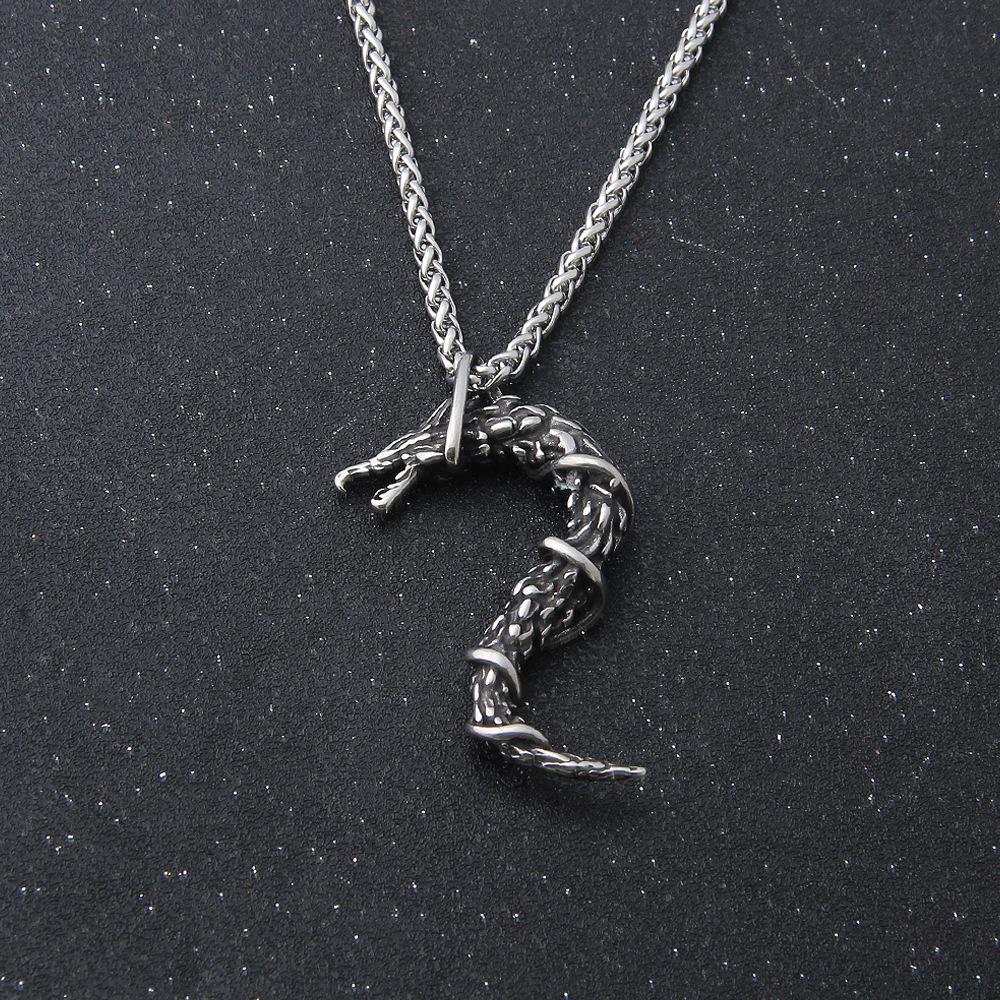 

Ожерелье из стали 316L с драконом викингов - винтажный чокер-подвеска унисекс с дизайном скандинавского амулета для готических ювелирных изделий, подарков для женщин и мужчин Single Pendant