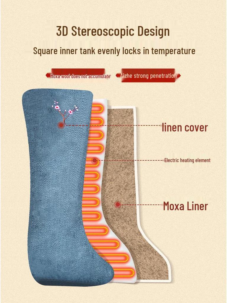 Electric Moxibustion Wool Foot and Leg Warmers - Heated Knee Pads and Hot Compress Therapy Boots