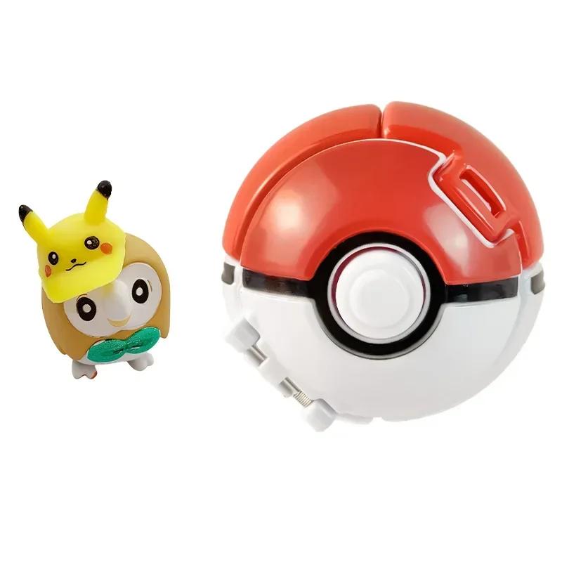 Pokemon Model with Ball Poke Pokeball Mew Groudon Solgaleo Mewtwo Pikachu Meowth Charizard Kyogre Fennekin Froakie Chespin Toy