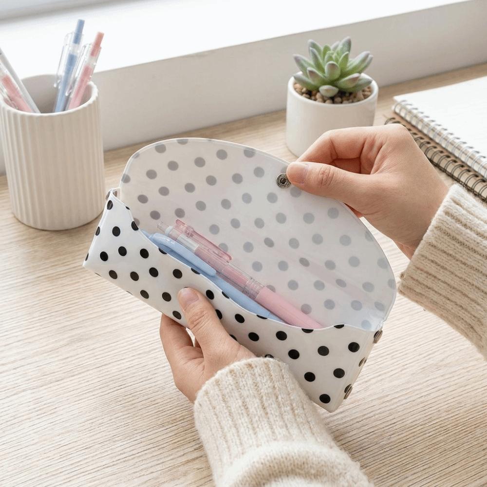 Snap Button Closure Storage Pouch Portable Design Stationery Organizer Student