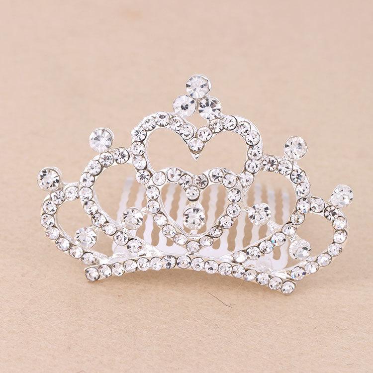 Korean-Style Rhinestone Kids' Crown Hair Comb - Cute Tiara Hair Clip for Girls, Sparkly Headpiece Perfect for Dance Performances
