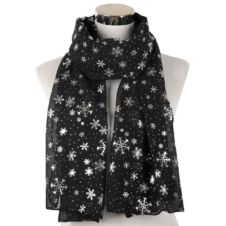 Glitter Christmas Scarf for Ladies Breathable Foil Print Winter Scarf for Adult