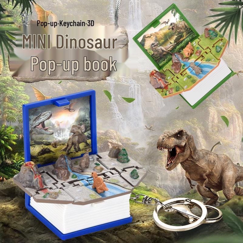 Dinozaur Astronauta 3D Pop-Up Książka Brelok Wisiorek: Mini Świat Prezent Świąteczny