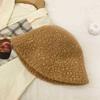 I.K New White Bucket Hat Women's Autumn and Winter Granular Lamb Plush Hat Big Head Circumference Show Face Small Hat