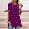 Plus Size Women Summer Sexy Lips Printed Comfy Short Sleeve Round Collar T-shirt Casual Baggy Mid Length Tee Tops