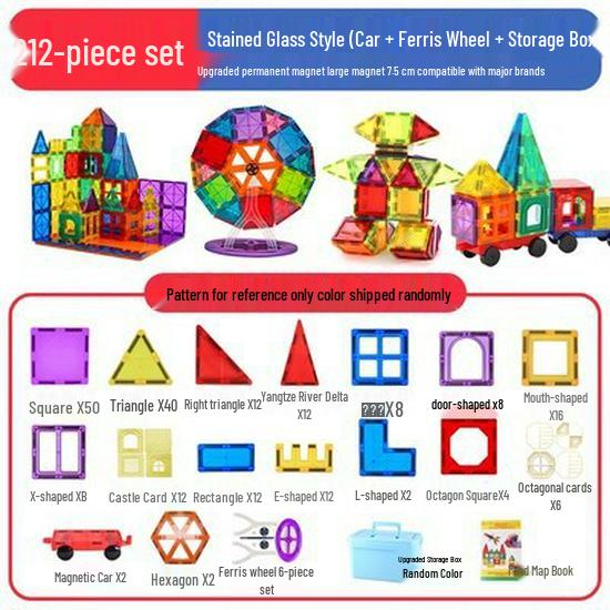 Large Nature Colors Stained Glass Magnetic Building Blocks for Castle Track Assembly