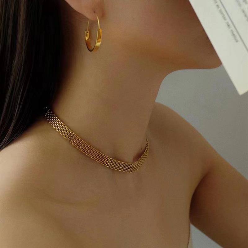 18K Gold Trendy Cuban Link Necklace: European & American Style, Non-Fading, Fashionable Personalized Chain, High-End Jewelry.