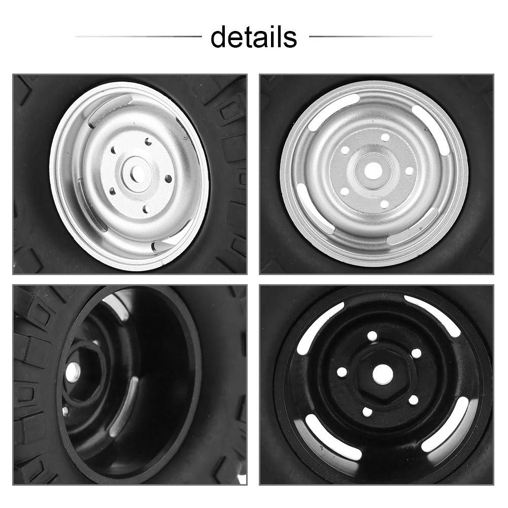 RC Tires, 110 Scale RC Wheels, Non-Slip, for Crawlers and Trucks, Set of 4, with Hubs, Ideal for Off-Road Racing, Endurance Races, Camping, Parties,