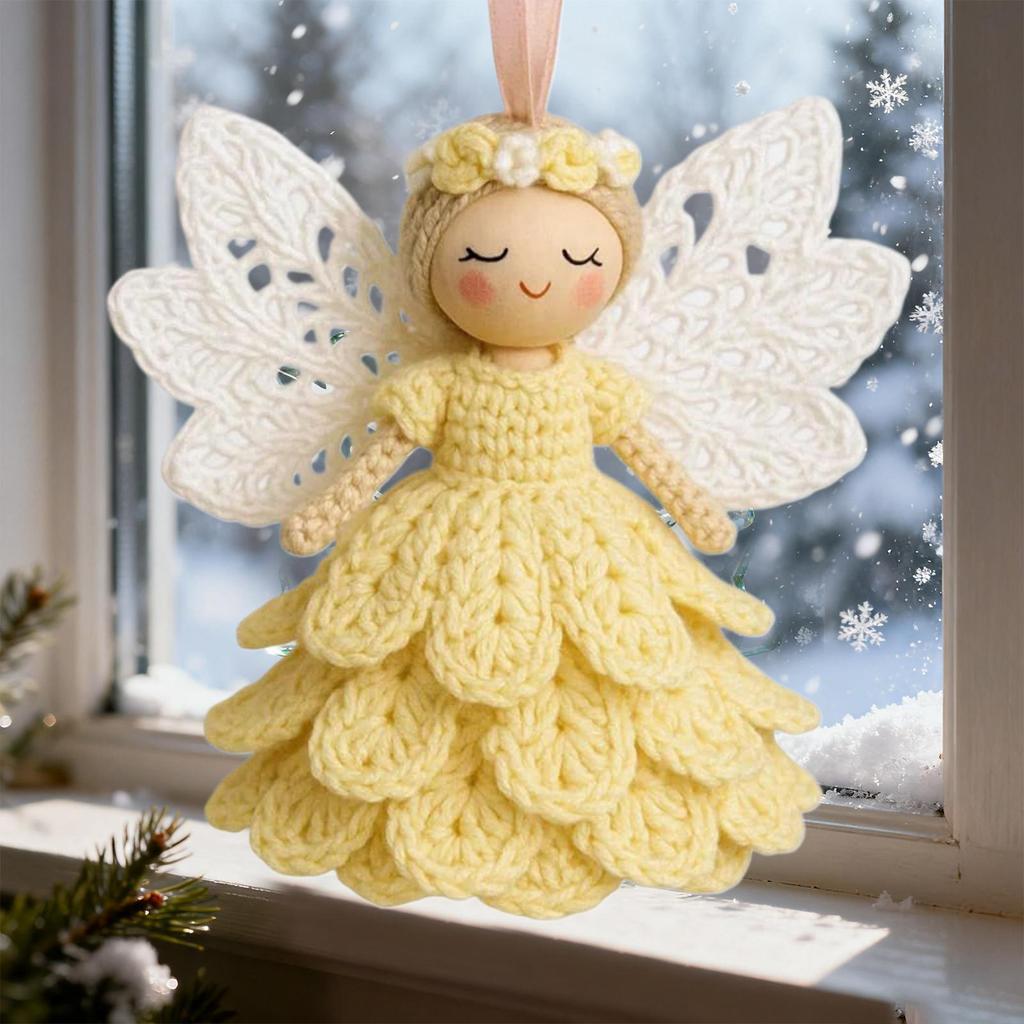 Crocheting Kit For Beginners Angel Holiday Decorations With Instructions Christmas Tree Ornament Yarn Craft Set For Women Teens