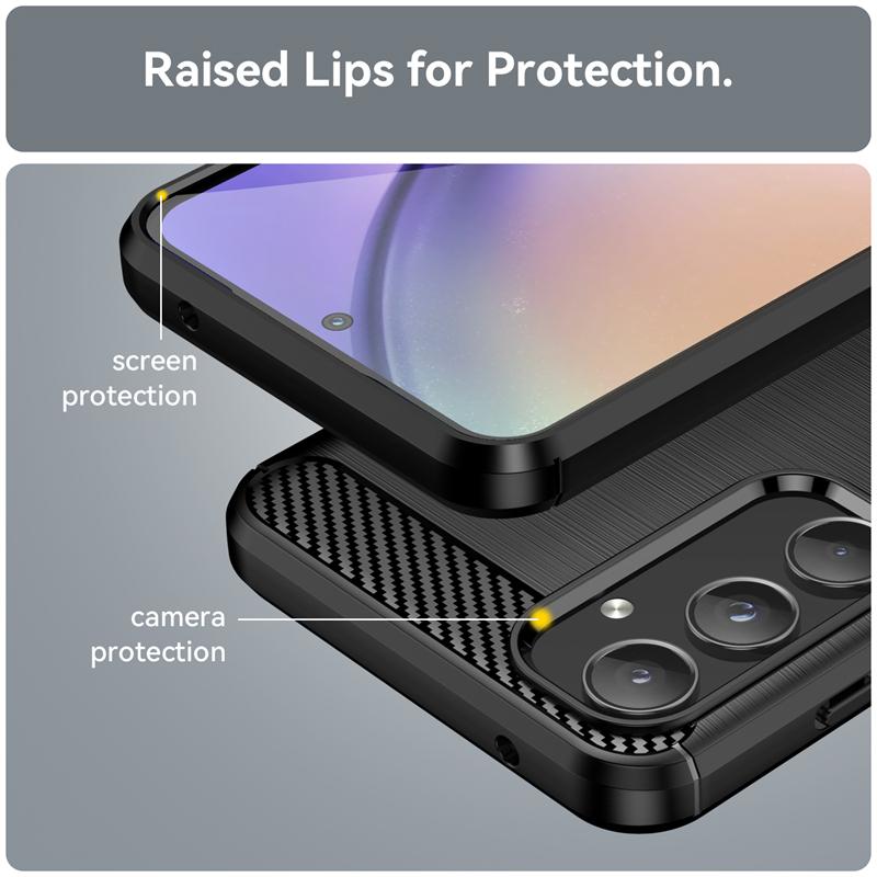 For Samsung Galaxy A55 Case Protector Cover Samsung A55 Case Rubber Shockproof TPU Carbon Fiber Phone Case Galaxy A55 Cover
