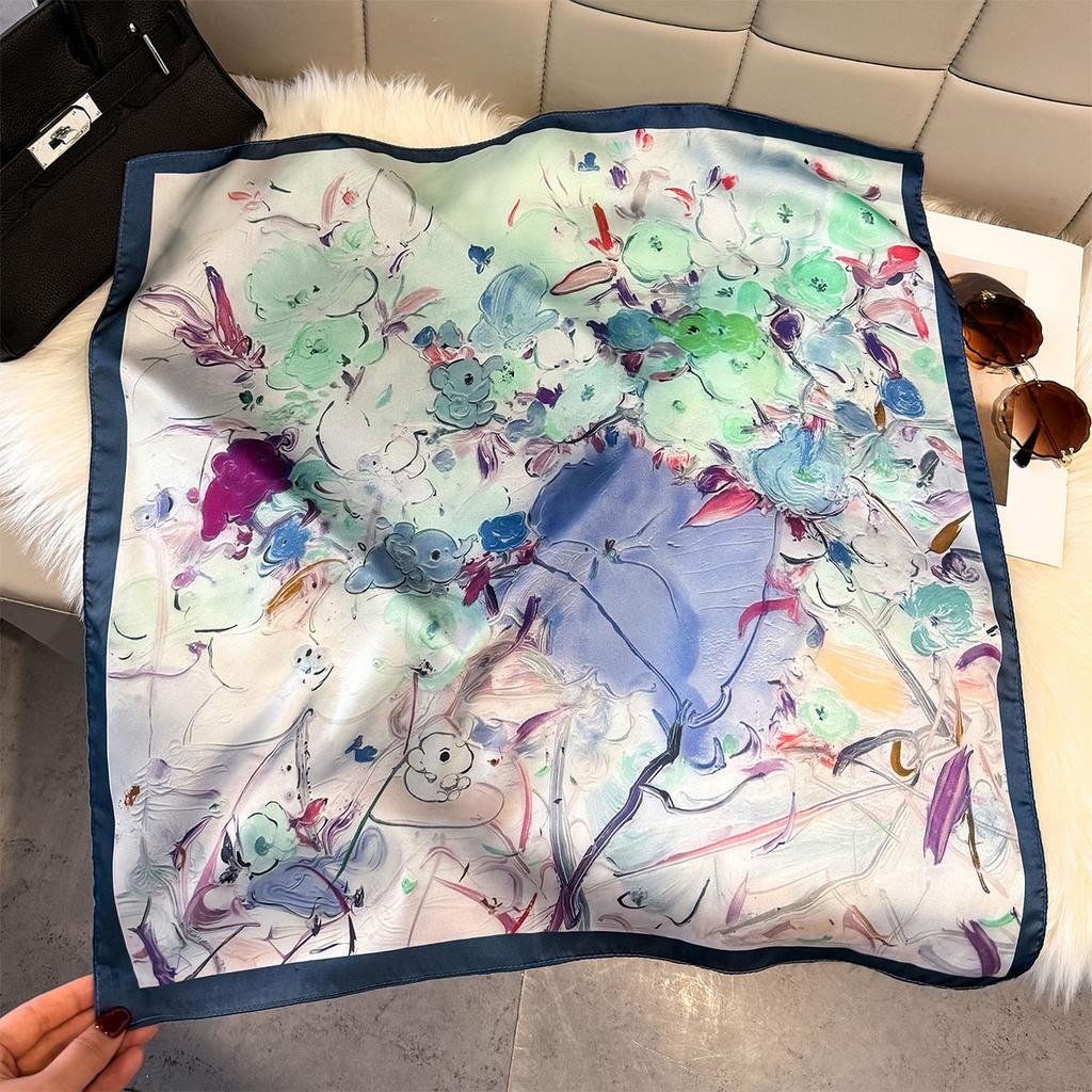 Fashion Square Fashion Foreign Style Small Silk Scarf Women'S Headband Decorative Scarf Dual-Purpose Small Square Scarf New Scarf