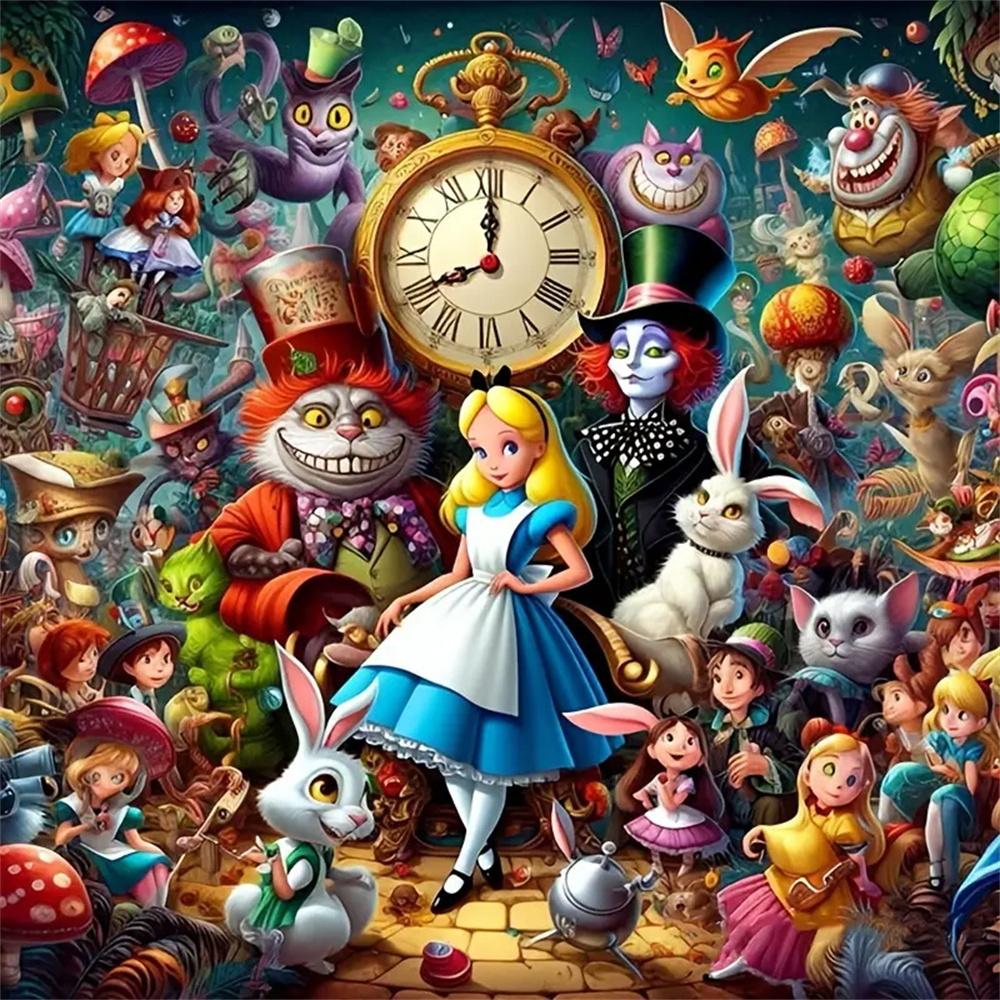 Disney Diamant Malerei Kits Alice im Wunderland Kristall Aufkleber 5D Vollstickerei Kunst Cartoon für Erwachsene
