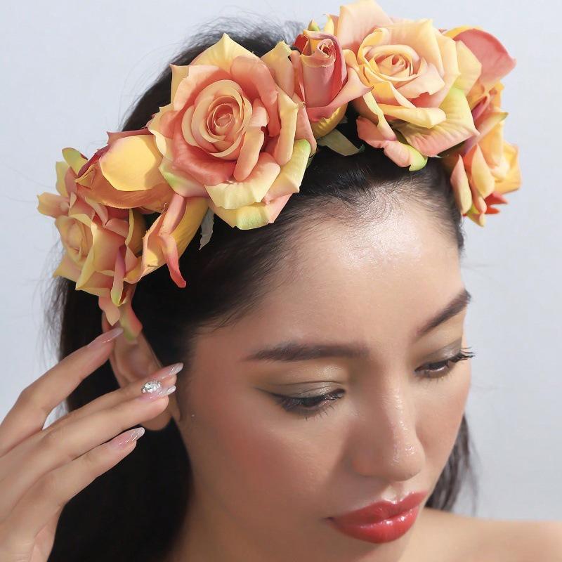 Romantic Bohemian Faux Rose Headband for Halloween Parties and Banquets