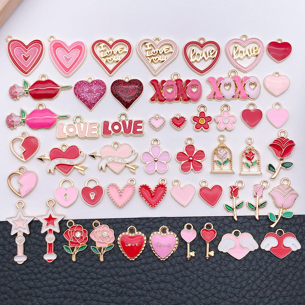 Red And Love Heart Peach Jewellery Accessories Diy Bracelet Keychain Necklace Pendant Alloy Oil Drop