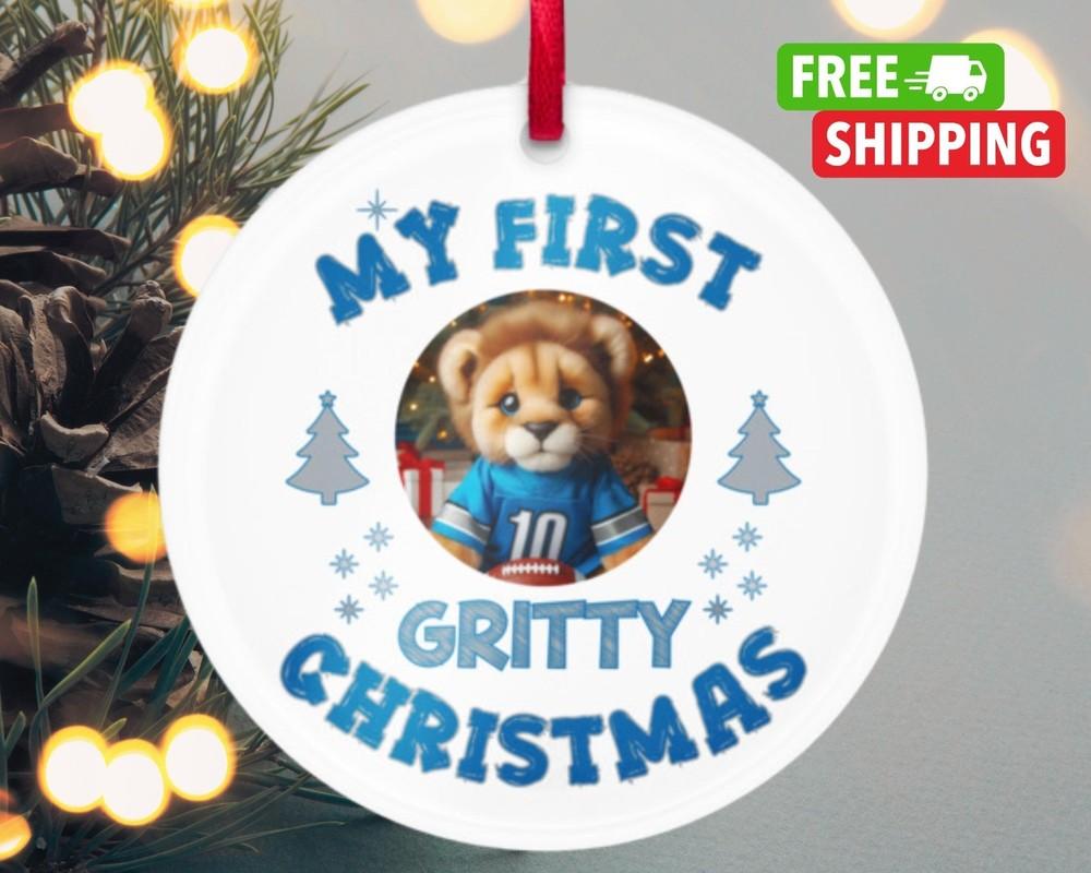 

Gritty Christmas Babys First Christmas Ornament Lions Fan XMAS Gift Detroit Unisex T-Shirt XXXL