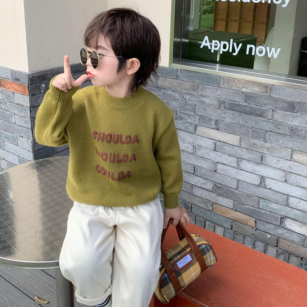Korean Style Kids' Round Neck Sweater – 2025 Autumn/Winter Knit Pullover for Boys