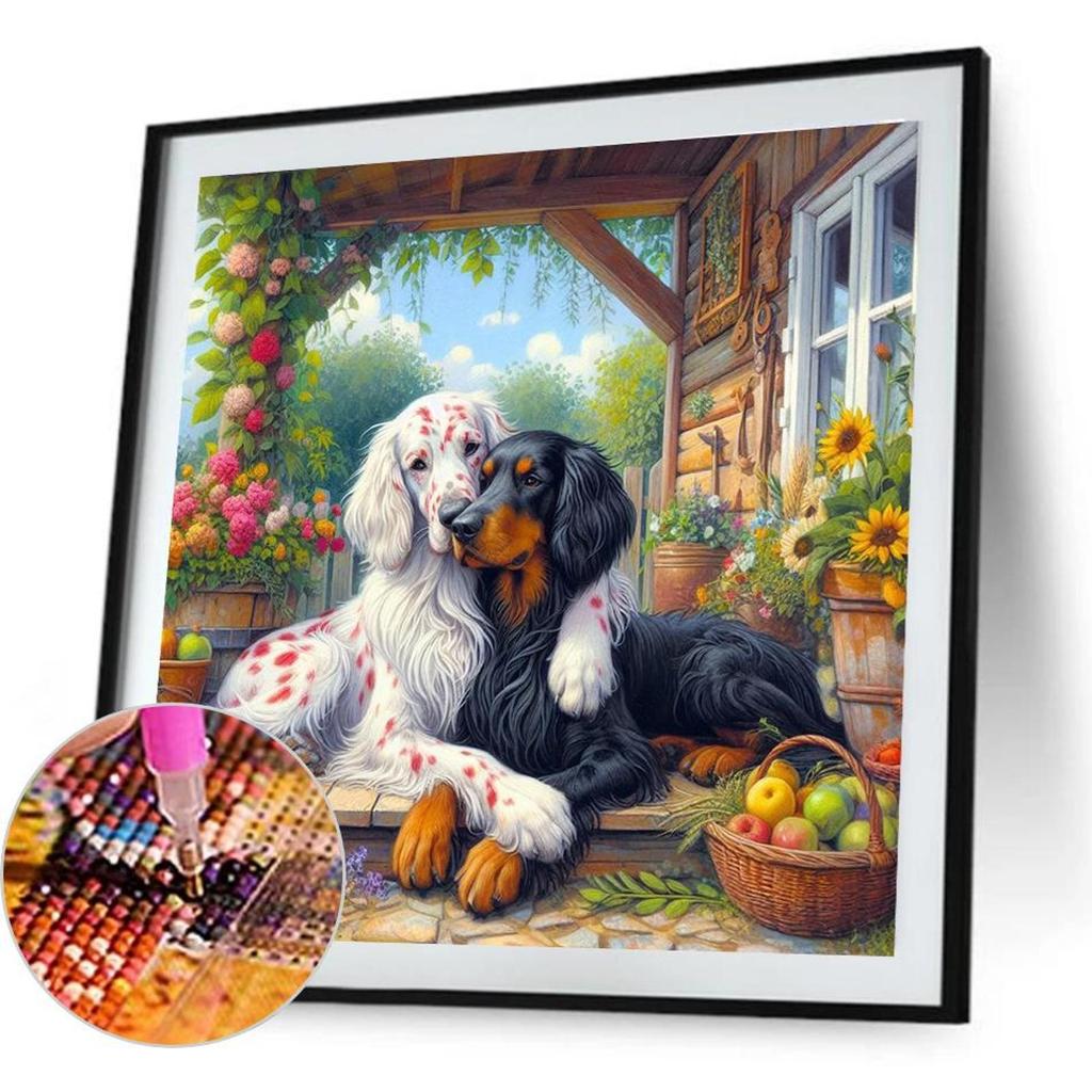 Animal and Girl Full DIY 5D Round Drill Diamond Art Diamond Painting Diamond Dots Paintings Picture Arts Craft 15.75x15.75in