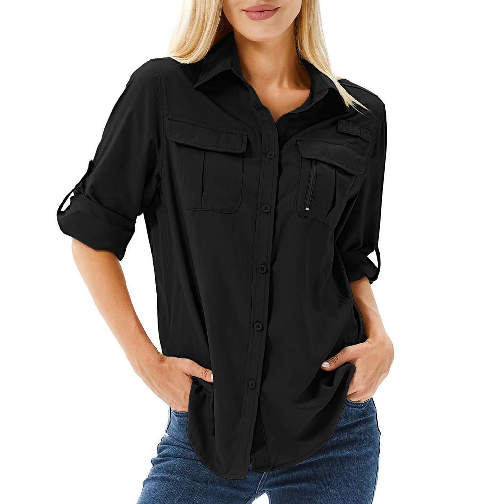 Women's Quick-Dry UV Protection Multi-Pocket Outdoor Stretch Shirt