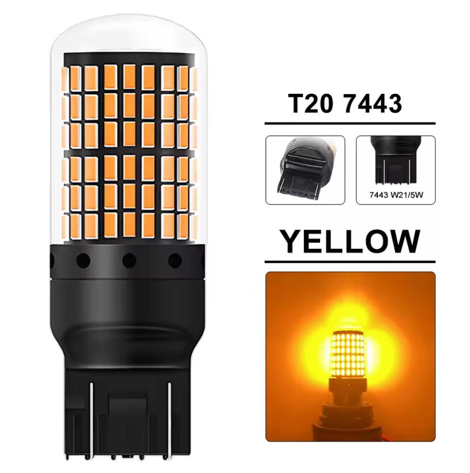 T20 7443 W21/5W 144SMD Amber LED Canbus Turn Signal Indicator Light Bulbs 12V,2pcs.