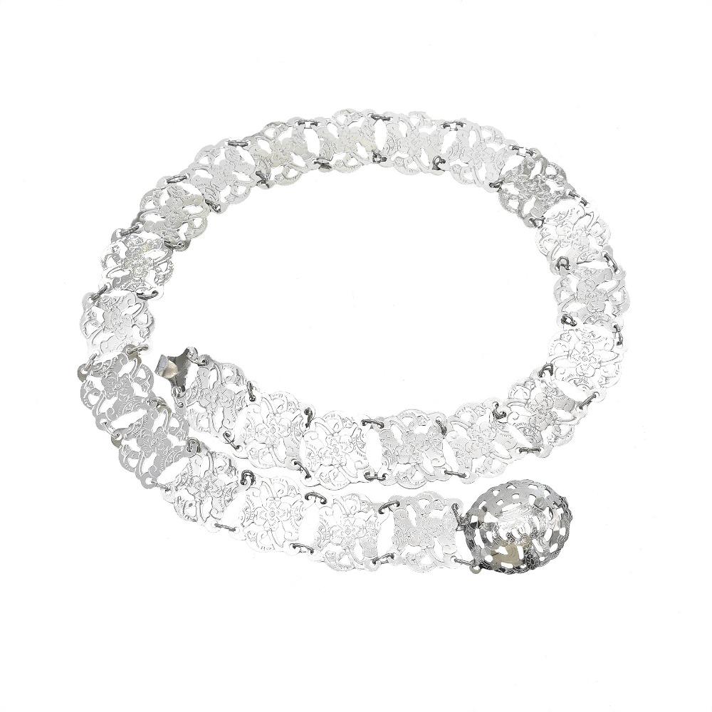 Silver Ethnic Style Belt Traditional Dance Dress Belt Chains Metal Waist Chain Party Decoration