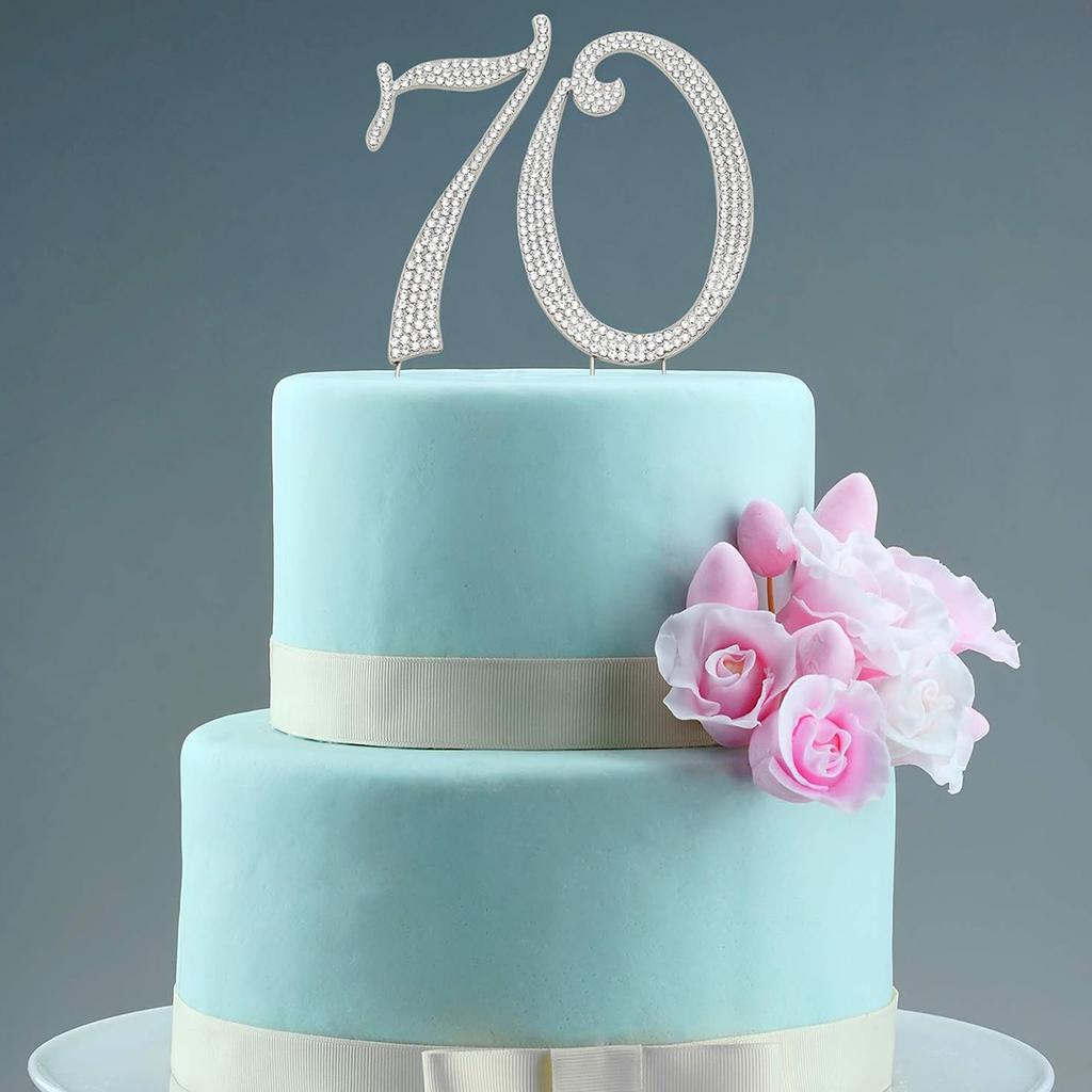 60 Sparkly Rhinestone Decoration Cake Topper - Premium Silver Metal - 60th Birthday or Anniversary Party Makes a Great Centerpie