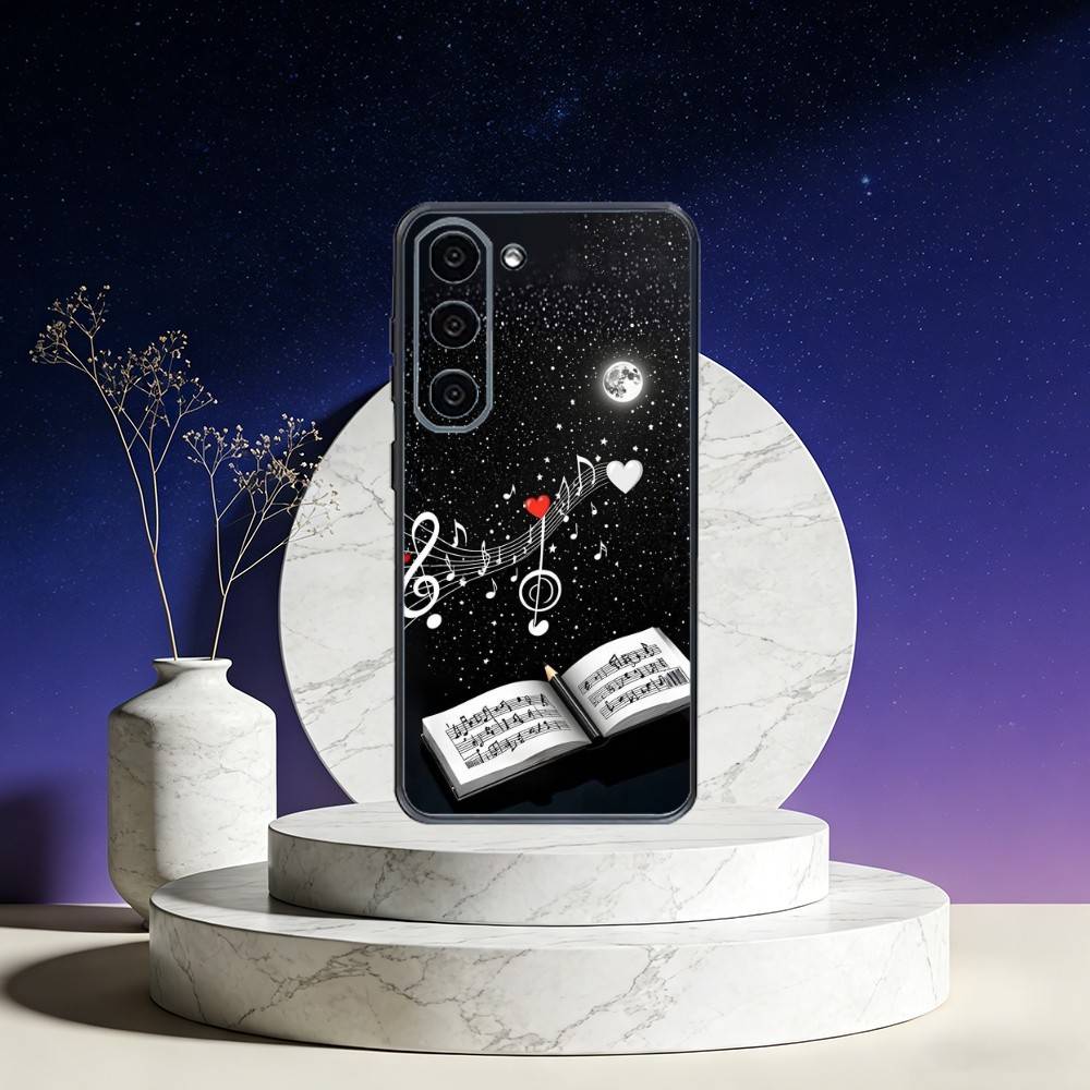 Music Art Treble Clef Phone Case For Samsung Galaxy A73,A72,A71,A70,A53,A52,A51,Others Soft Black Cover