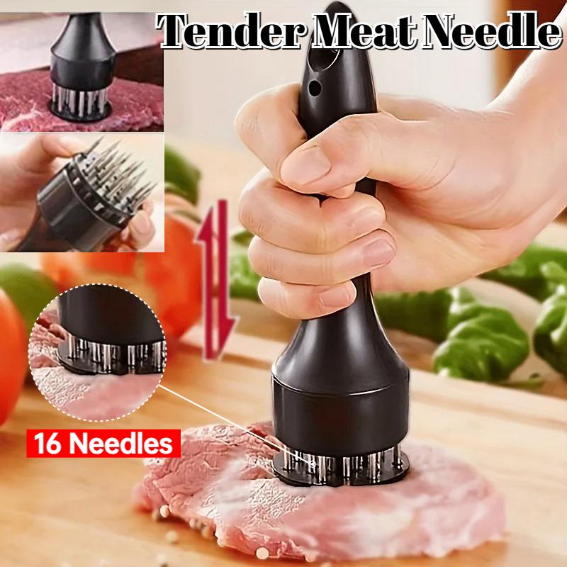Meat Tenderizer 16-Needle Stainless Steel Tool, Sharp Needle Hammer for Beef, Steak, Chicken, Pork, Perfect for Marinating & Grilling