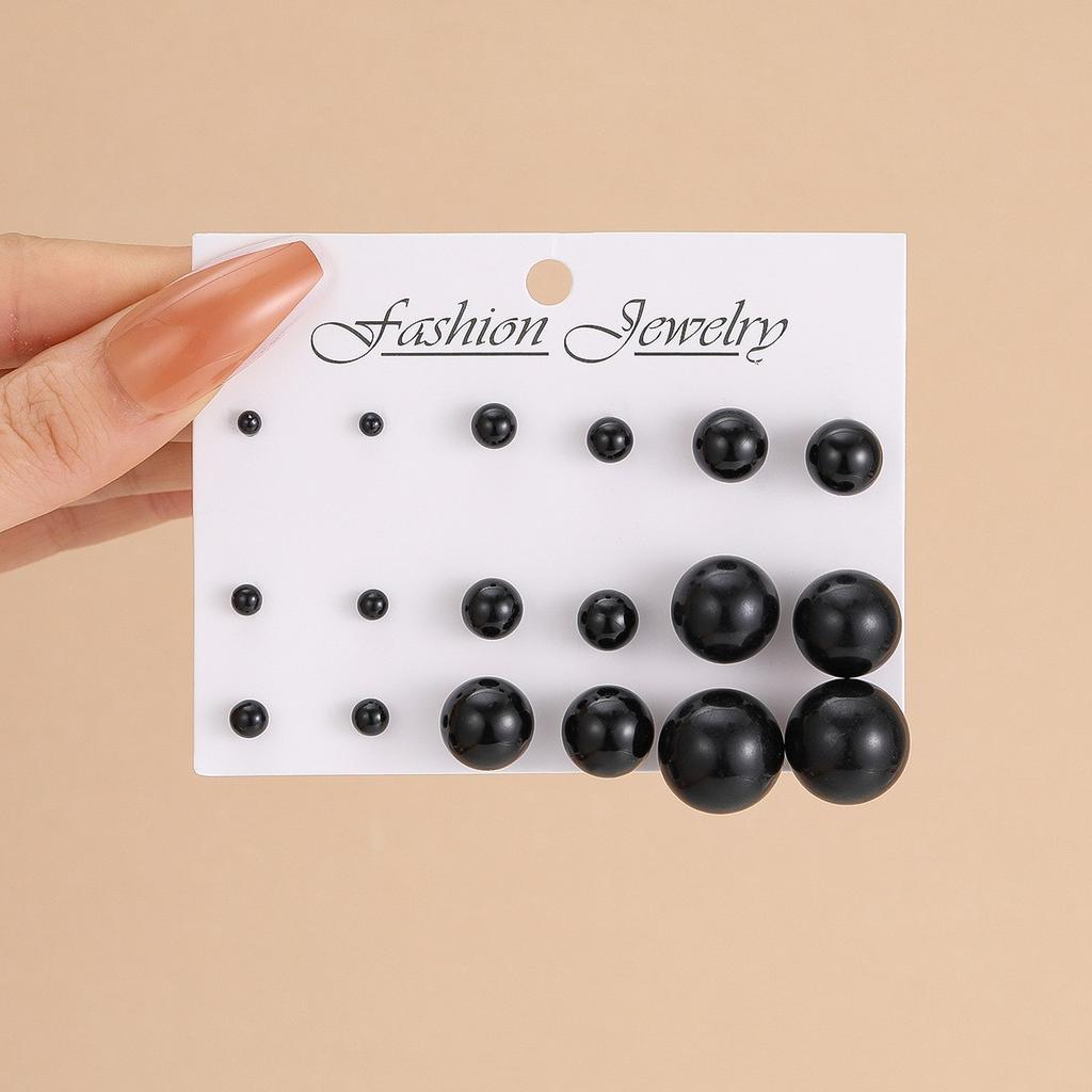 New Fashion Colorful Pearl Earrings Set Korean Black White Beige Oversized Pearl Earrings Statement Women Wedding Jewelry Gifts