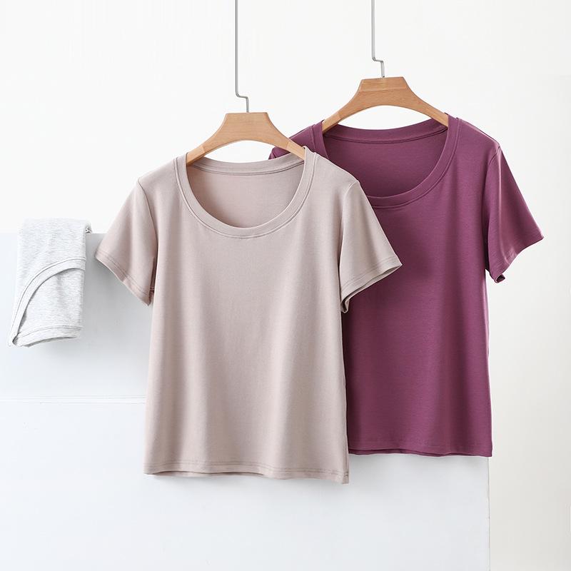 

Women s White U-Neck Short-Sleeve T-Shirt 2025 Spring/Summer Thin Style Inner or Outerwear Top M [40-50 kg]