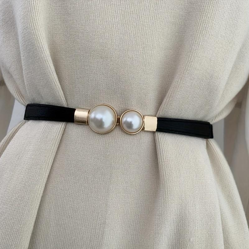 1 Piece Set with This Fashionable Artificial Pearl Women's Elastic Thin Waistband To Enhance Your Appearance for Daily Wear