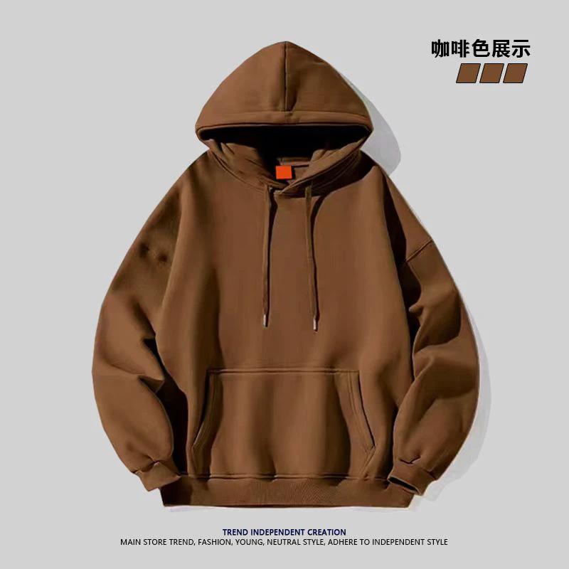 Paar Kapuzenpullover Herren Damen Lässig Herbst Winter Einfarbige Oberteile 3XL kaffeebraun