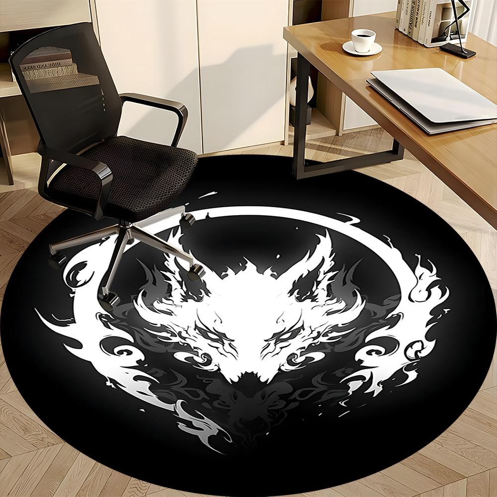 1pc Dragon Emblem Office Round Area Rug, Under Office Chairs Bedroom Living Room Home Decor, Room Deco, Available in Various Sizes