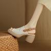 Premium soft leather Roman sandals women's 2025 new summer women's shoes fish mouth platform muffin shoes versatile high heels