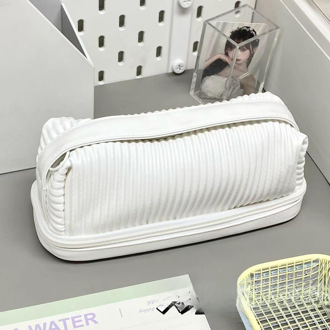 

Пенал молочно-белого цвета с высокой эстетической ценностью, большой вместительный пенал, многофункциональная сумка для канцелярских принадлежностей для студентов