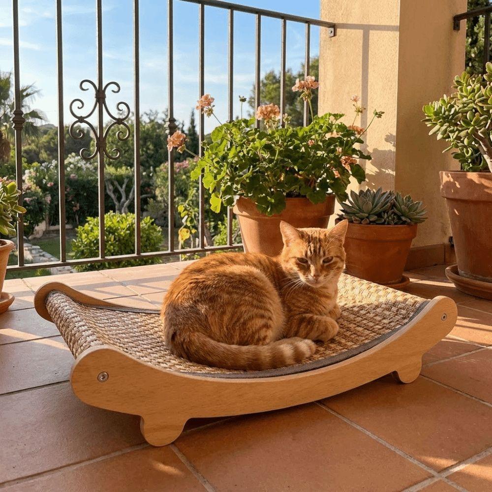 Arc Shaped Cat Rocking Chair Wear-Resistant Cat Sleeping Bed Cat Scratching Pads Playing