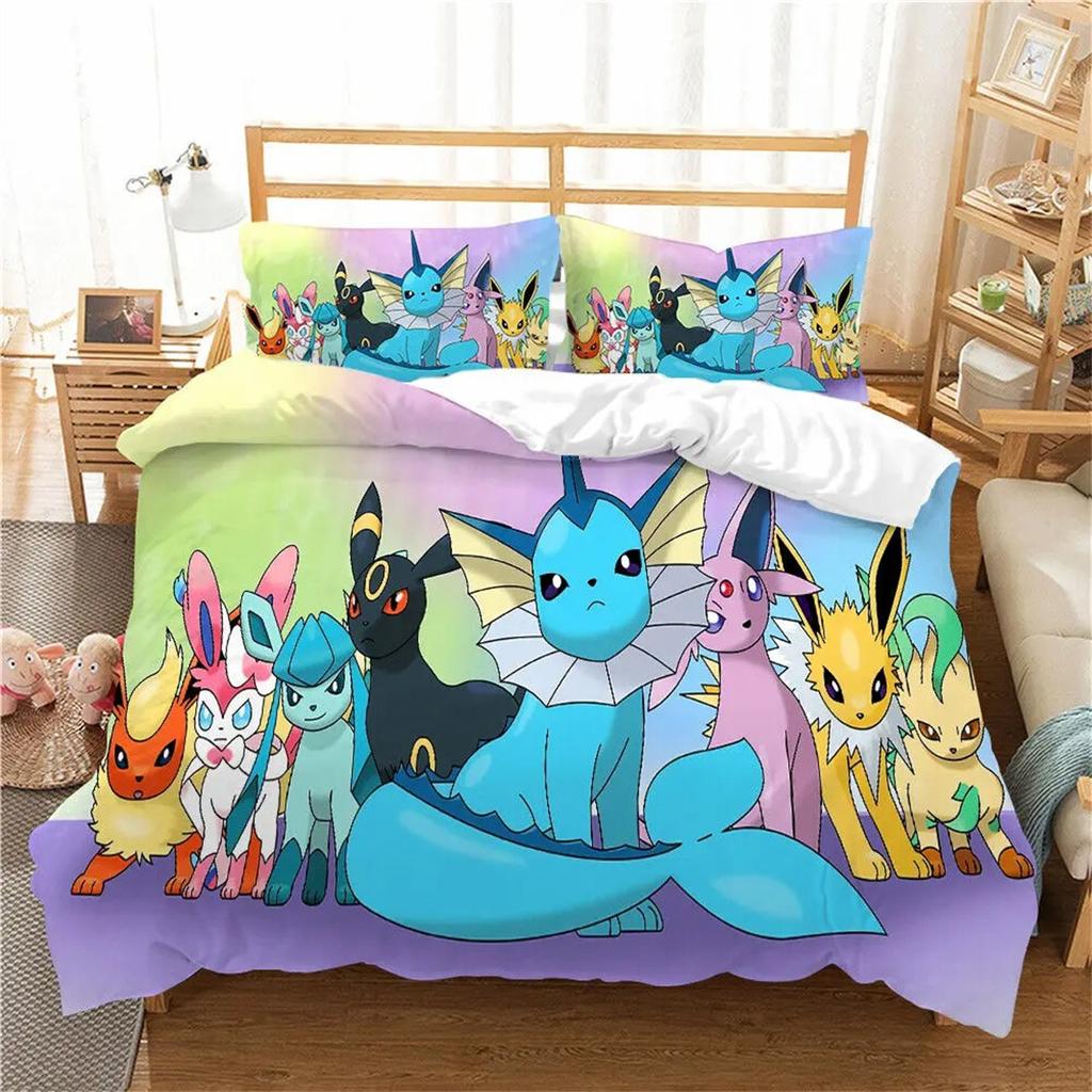 Pokemon 3D Pikachu Quilt Covers Anime Printed Bedding For Children Boys Girls Adults Kids Bedding Collection Holiday Gift