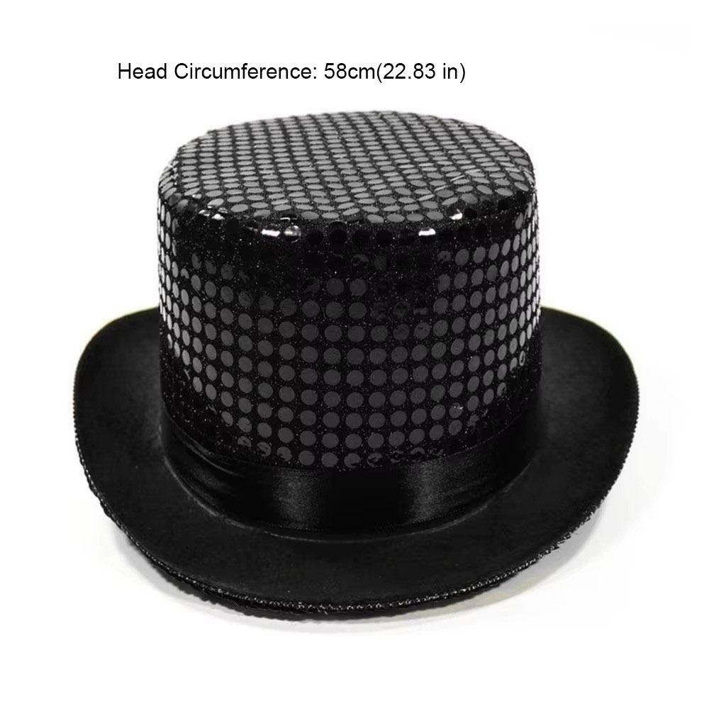 Sequined Glitter Top Hat British Style Multicolor Glittering Magician Hat Durable Lightweight Polyester Bowler Jazz Hat