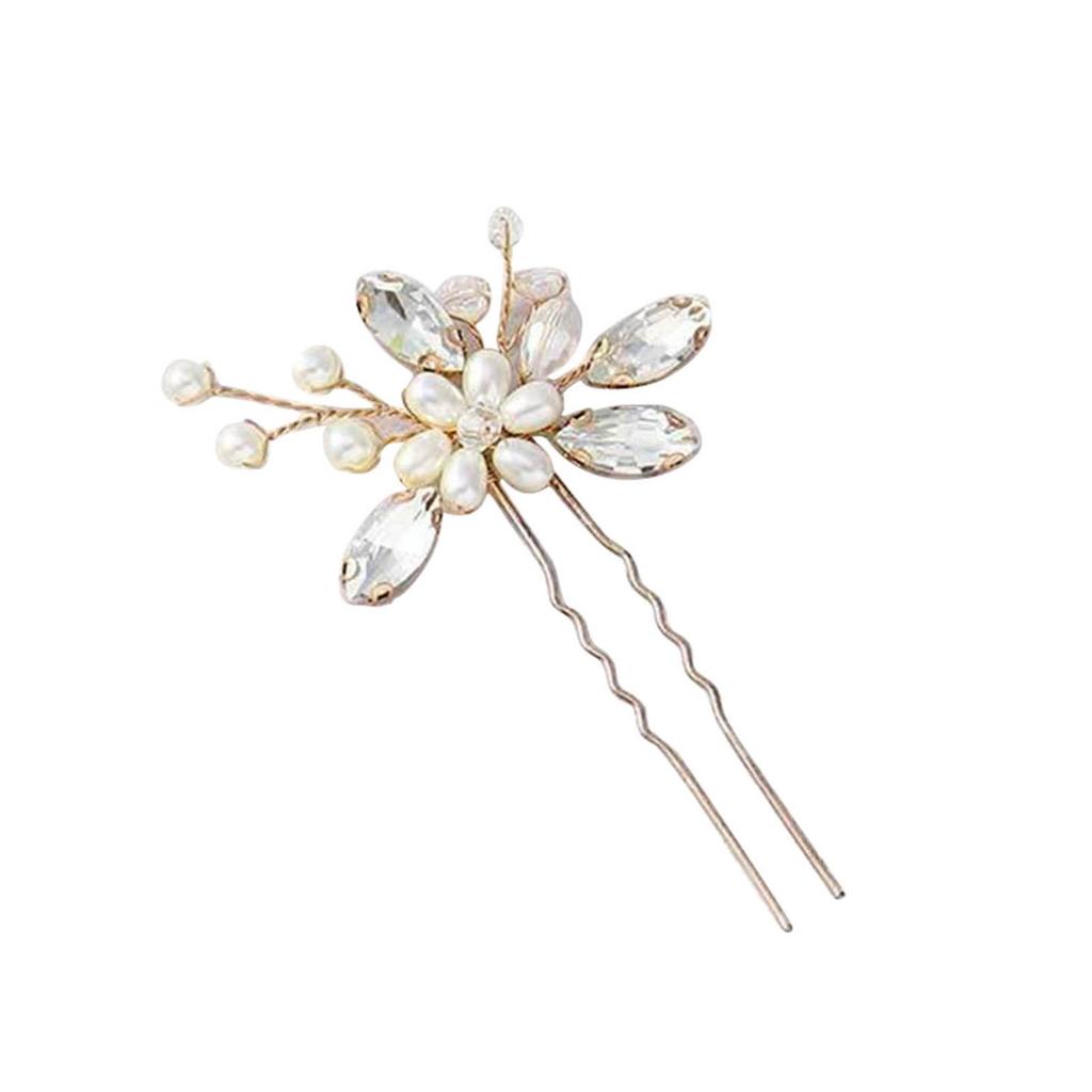 1 Pair Bridal U Shaped Hairpin Elegant Beautiful   Pearl Wedding Hair Clips for Party