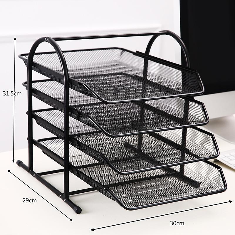 Wire Mesh Four File Rack File Tray File Frame Information Column Magazine Column Bookcase Multi-layer Shelf