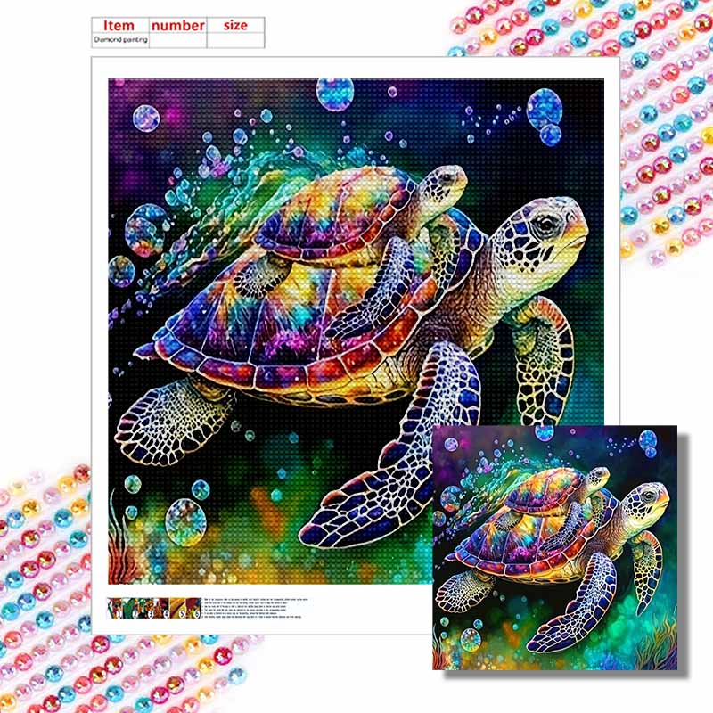 New Arrival 5D DIY Full Circle Diamond Painting "Big and Little Turtles" Embroidery Cross Stitch Home Decor Gift