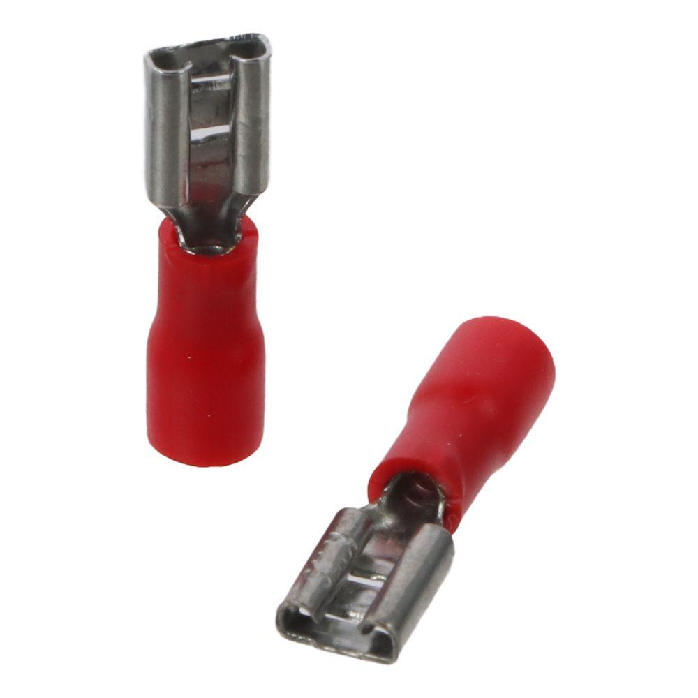 100PCS AWG 22-16 Insulated Spade Wire Connector FDD1.25-187 Red Female Connectors