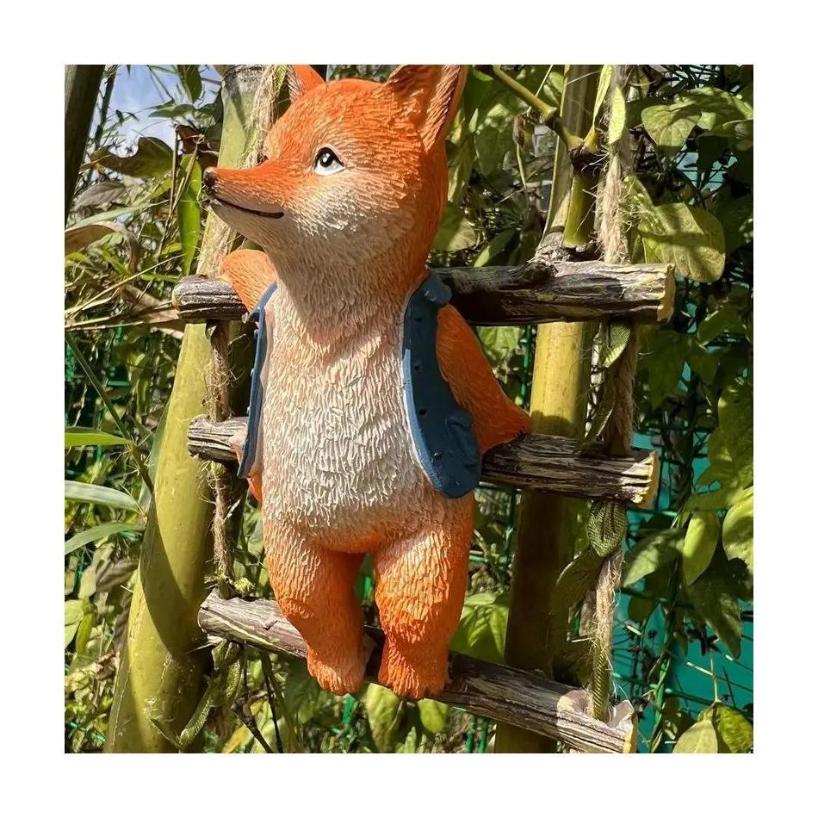 1 Pcs Cute Fox Garden Outdoor Courtyard Home Creative Decoration Small Ornaments Resin Crafts Horticultural Animal Pendants