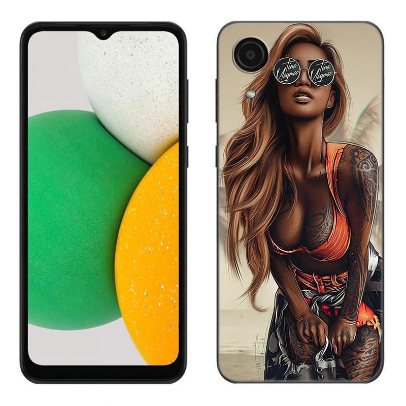 Husă de telefon sexy cu mânecă tatuată pentru fete pentru Samsung Galaxy A01 A03 Core A04 E A02 A05 A10 A20 A21 A30 A50 S A6 A8 Plus A7 Husă neagră
