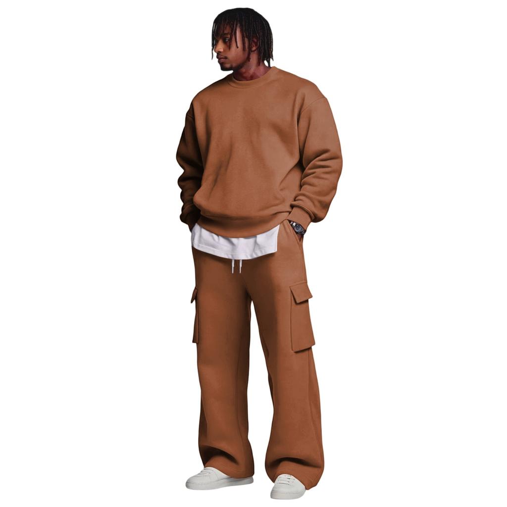 Herren Layer Sweatshirt und Cargohosen Set mit elastischem Bund